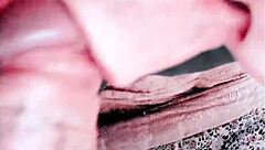 Beautiful tattooed cutie masters self-sucking autofellatio