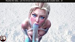 Princess Elsa Sucks Night King's Monster Cock in Snowy Blowjob