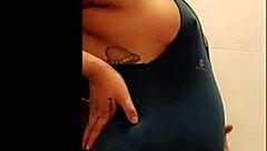 damn this pregnant 18+ babe flashes her natural tits crazily