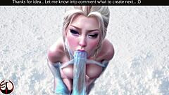 Princess Elsa Sucks Night King's Monster Cock in Snowy Blowjob