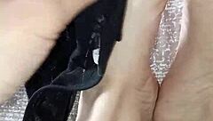 gretala rubs thong on sexy barefoot ebony feet