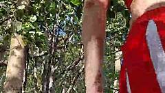 asmr barefoot beach forest walk with upskirt waves 🌊👣🌳