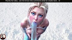 Princess Elsa Sucks Night King's Monster Cock in Snowy Blowjob