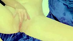 horny indian milf rubs big pussy with dildo before bed solo orgasm!