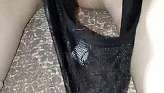 gretala rubs thong on sexy barefoot ebony feet