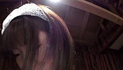 maid cleans then teases guy into making her tight pussy explode cum