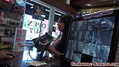 teen chokes down massive black cock in gloryhole interracial frenzy deep