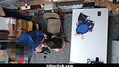 loss prevention officer punishes shoplifter with rough domination