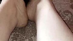 gretala rubs thong on sexy barefoot ebony feet