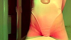 skinny college babe rubs pussy on massage table first time