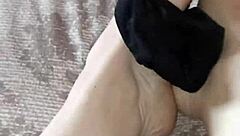 gretala rubs thong on sexy barefoot ebony feet