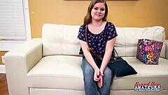 petite busty coed lauren sucks cock then takes banging jizz