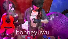 bonneyuwu cute petite bartender sucks dildo on bed