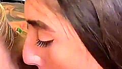 busty blonde milf and teen brunette compete in sloppy deepthroat