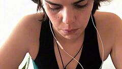 curvy brunette nerd teaches german in teasing sfw lesson
