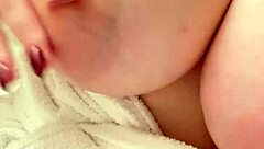 big tits stepmom fingers pussy post-shower ecstasy