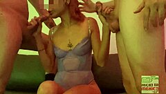 Watch milf ride monster cock while hubby cums six times in trio