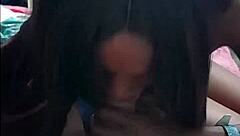 Skinny Ebony Sucks White Cock Hungrily!