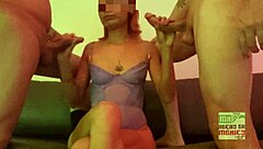 Watch milf ride monster cock while hubby cums six times in trio