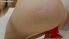 mia park stretches soapy asshole wide with massive dildo