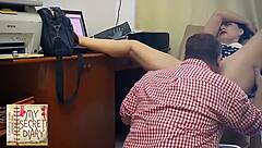 boss rips secretary's clothes for wild office pussy pounding