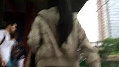 jacket boots tease hidden on crowded train?