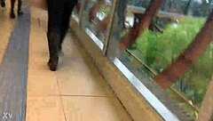 jacket boots tease hidden on crowded train?