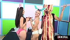 Easter Bunny Babes Guzzle BBC Cumfest!