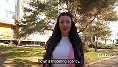 girl ditches boyfriend for cash to fuck friend outdoors flashing big tits