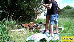 dunia montenegro's shaved brazilian pussy pounded doggystyle hard