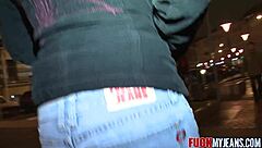 hot blonde model assfucked doggystyle in tight jeans dorm