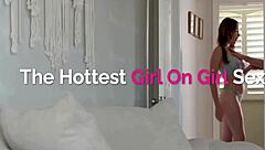 Lesbian babes scissor and lick during intense July 4th workout session