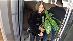 Shy curvy Amalia Davis hangs out wild with neighbor