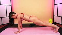 wanna stretch in hot pink bikini yoga?
