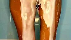 what if this horny colombian squirts wildly in the shower with her dildo?