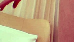 Oh fuck yes, pounding this sweet Asian milf's tight shaved pussy on the bed with monster cock riding cowgirl!