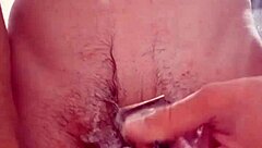 Shaving Big Tattooed Dick After Prolapse Masturbation for Stretched Anal Fuck