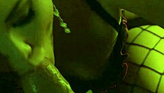 fishnet stockings massage makes her client's cock rock hard for pussy ride