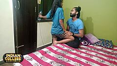 Skinny Desi Girlfriend Takes Hunk's Rough Thrusts