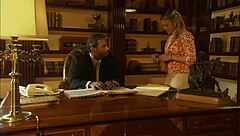 blonde milf in golden heels takes massive cock facial