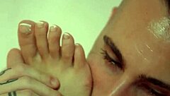 mmm lick my feet while i deepthroat your huge cock euro style