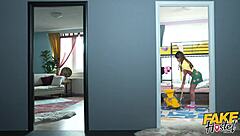 Spying petite latina 18+ dorm small ass voyeur jerkoff