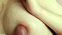 hot couple delivers titjob with nipple rub and massive cumshot on natural small tits