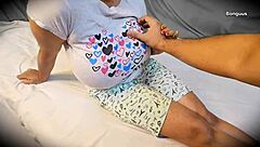 big tits babe alone until friend arrives for creampie pussy pounding