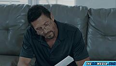 Skinny Blonde Babysitter Rides Daddy Hard