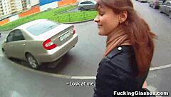 Rina Teen Fucks Hard On Stairway Glasses