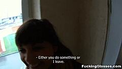 Rina Teen Fucks Hard On Stairway Glasses