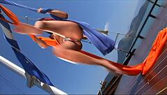 wanna fuck this hot milf agatha outdoors in heels lingerie with shaved pussy cumshot facial