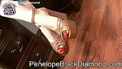 penelope black diamond rocks sexy outfit stuffing anal toys deep