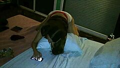 sexy french milf bends over in silky thong for doggystyle